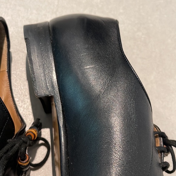 Gucci men size 7.5 used black dress shoes with straps with bead and tassel ends - Picture 6 of 9